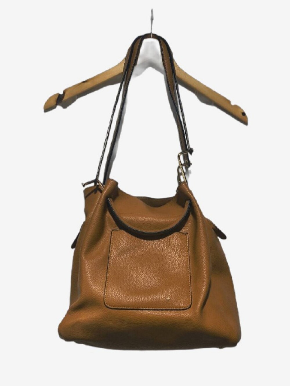 Sondra Roberts Cognac Vegan Leather Tote Shoulder Bag with Inner Camel Pouch